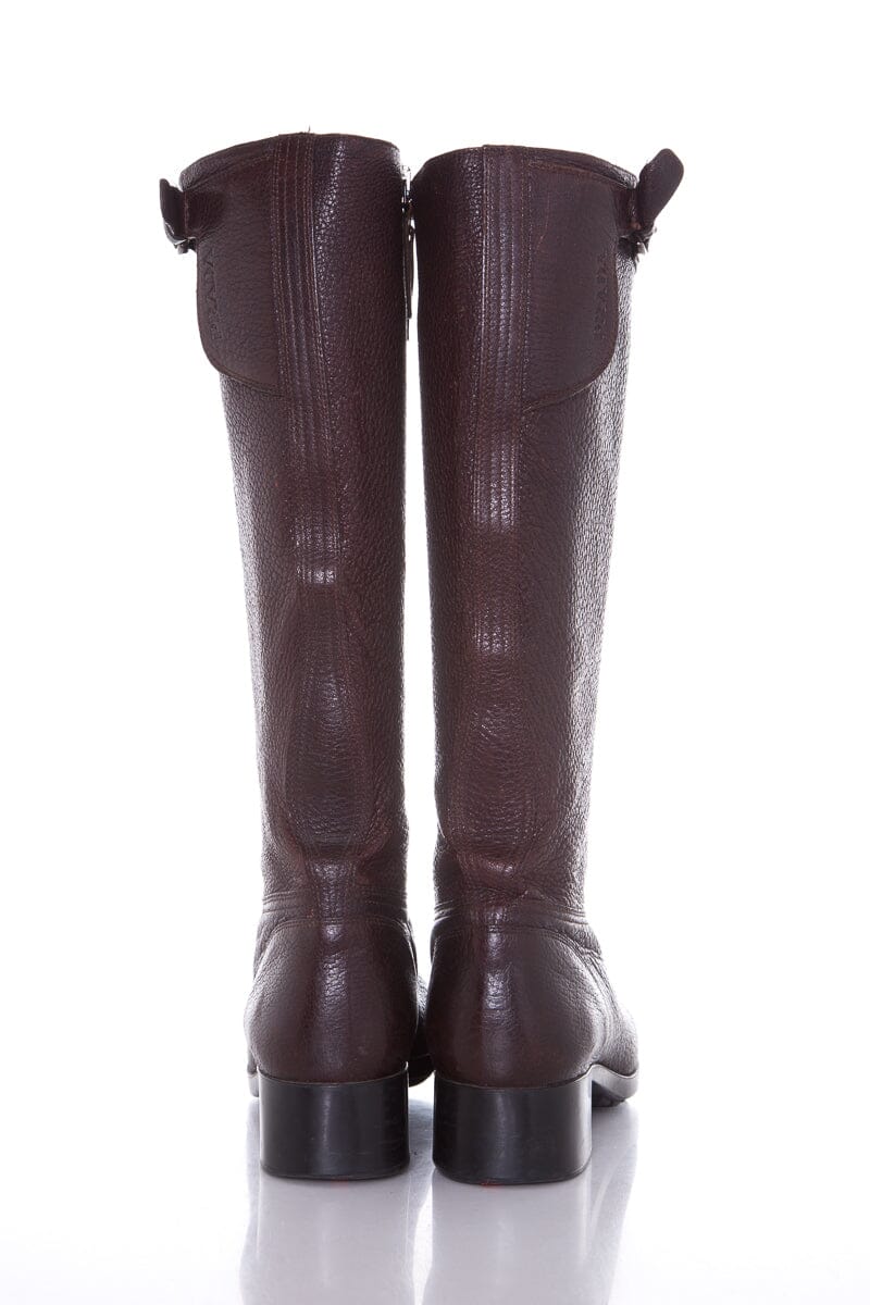 Prada Sport Brown Leather Riding Boots SZ 40