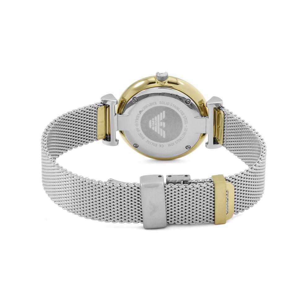 Ladies / Womens Silver Mesh Mother of Pearl Emporio Armani Designer Watch AR2068