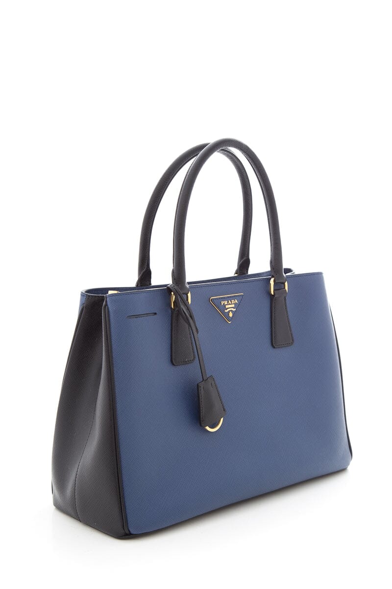 Prada Bi Color Black & Blue Galleria Saffiano Leather Handbag