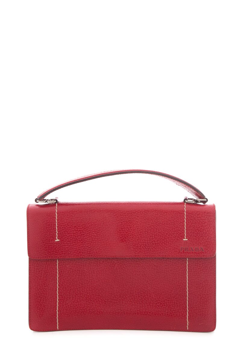 Prada Madras Cerniera Top Handle Red Handbag