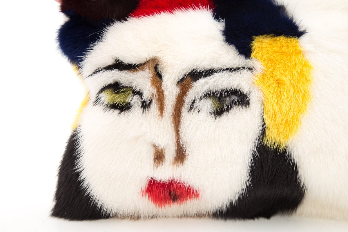 Prada Multicolor Mink Face Print Clutch