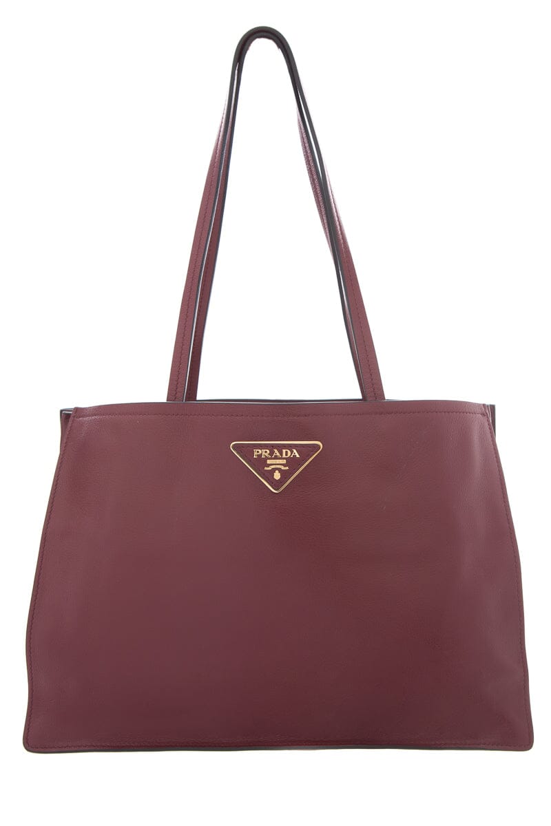 Prada Burgundy Argilla Leather Small Tote