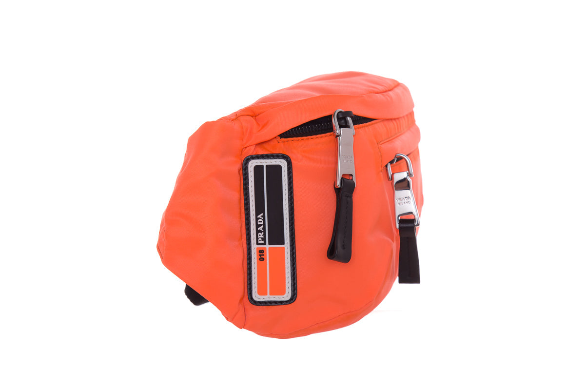 Prada Neon Orange Technical Front Fanny Pack