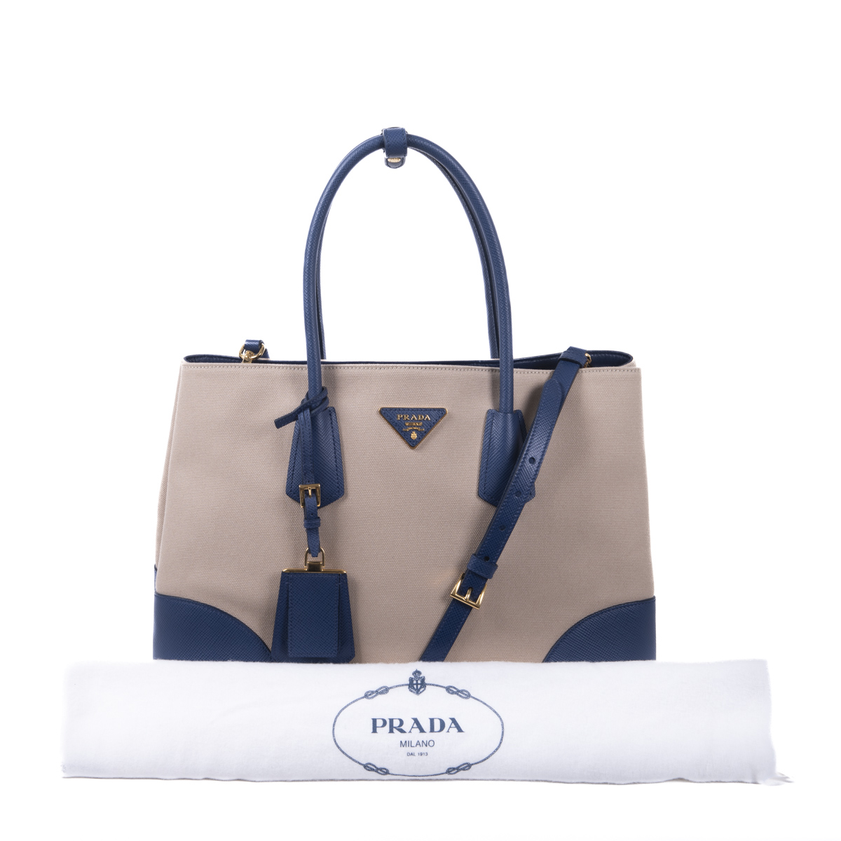 Prada Canapa & Saffiano Cuir Medium Double Tote