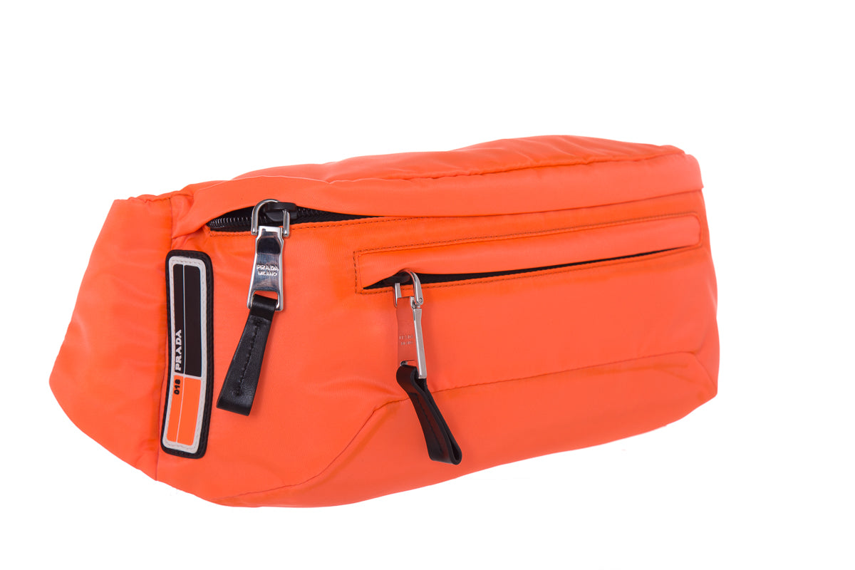 Prada Neon Orange Technical Front Fanny Pack