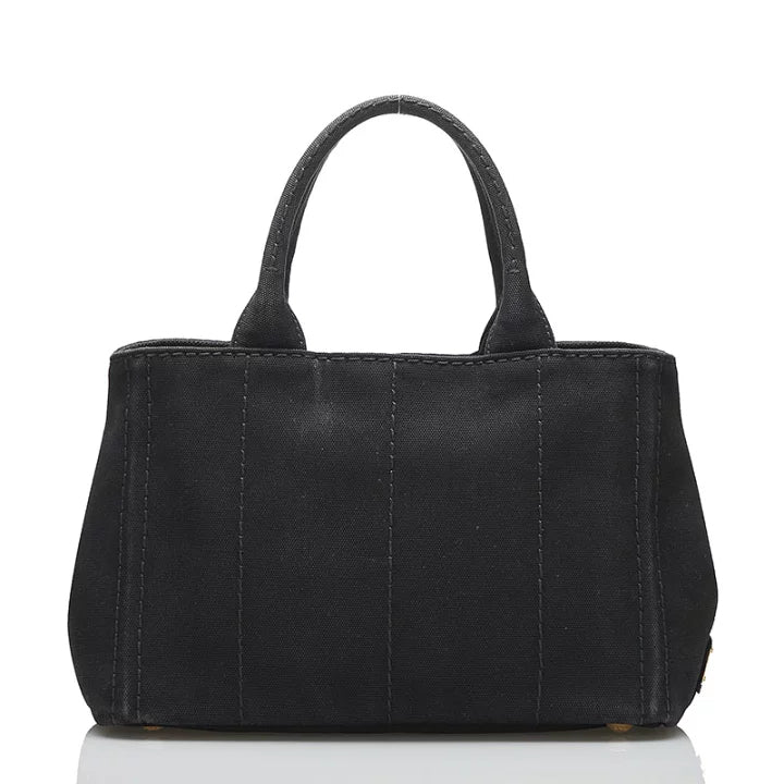 Prada Canapa Black Canvas Tote Bag