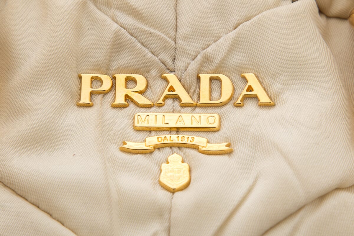 Prada Cream Quilted Puff Nylon Handbag