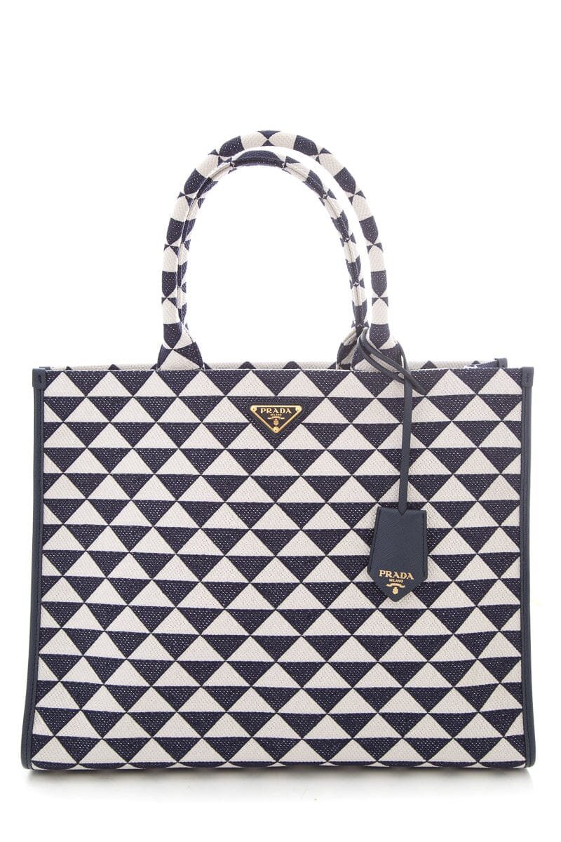 Prada Navy Jacquard Large Symbole Tote