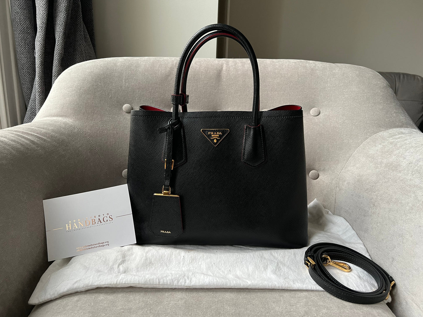 Prada Small Saffiano Leather Double Tote Bag (RRP £3500)