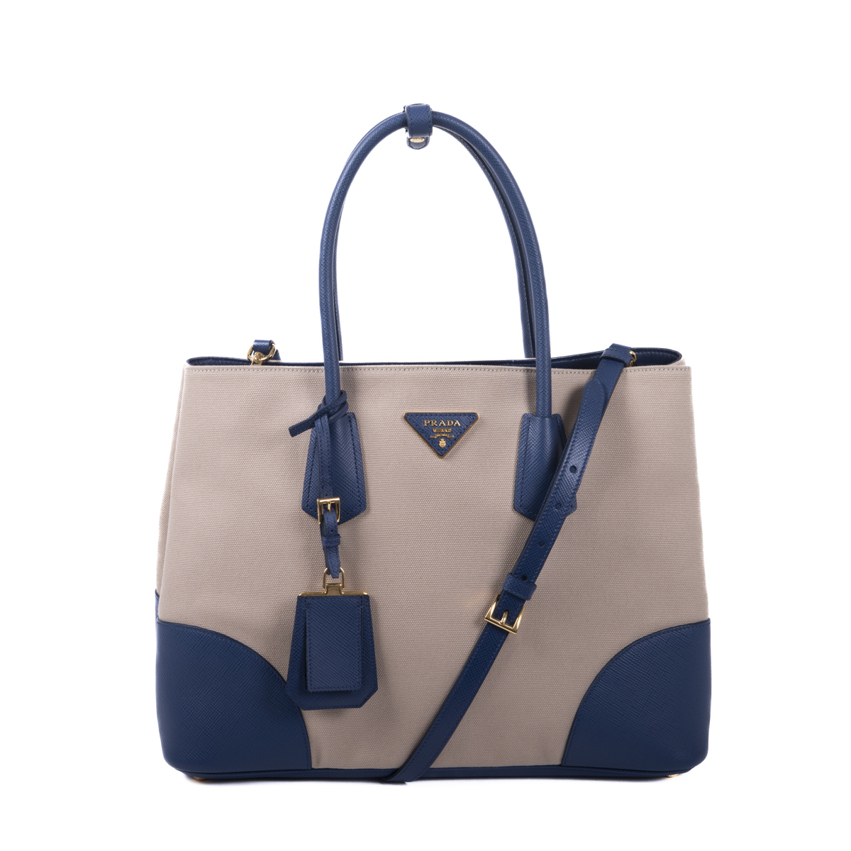 Prada Canapa & Saffiano Cuir Medium Double Tote