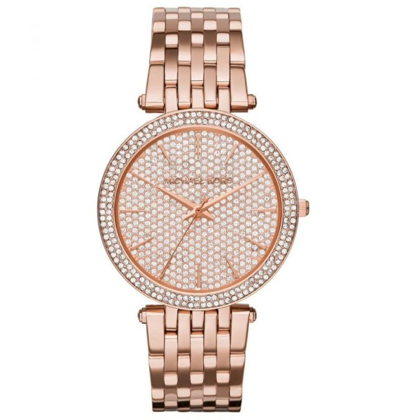 Michael Kors Ladies Darci Rose Gold Pave Watch MK3439