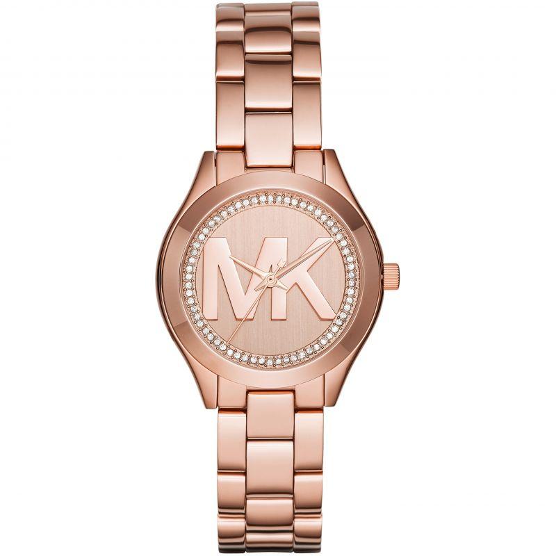 Michael Kors Ladies Mini Slim Runway Rose Gold Watch MK3549