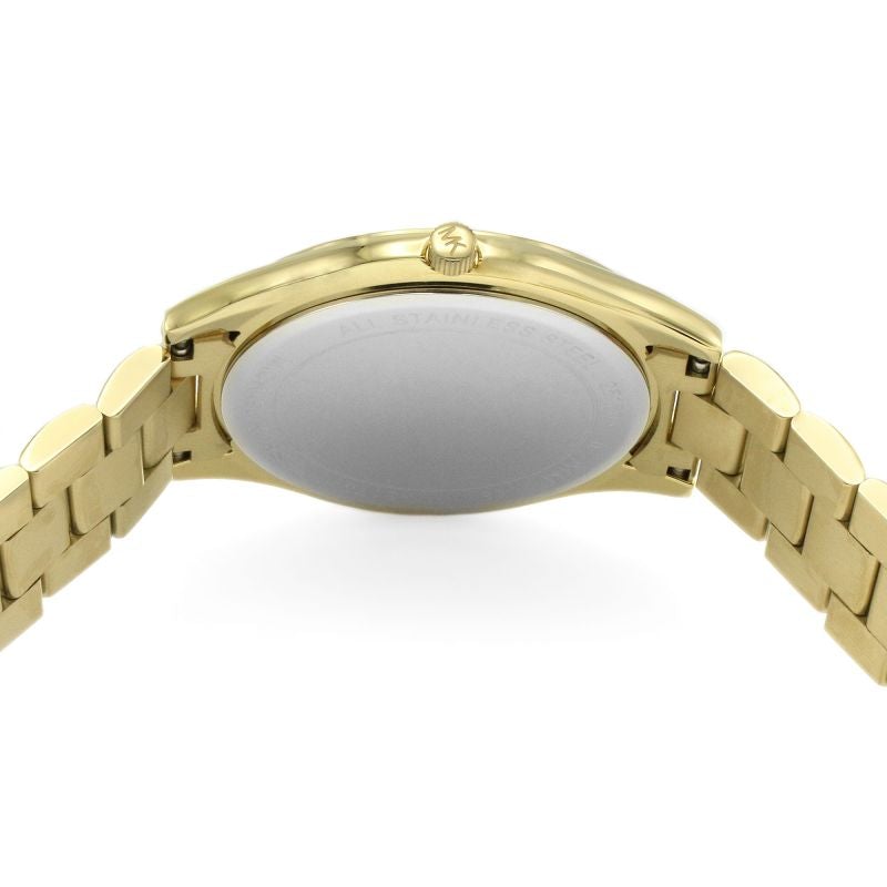 Michael Kors Ladies Slim Runway Gold Green Watch MK3435