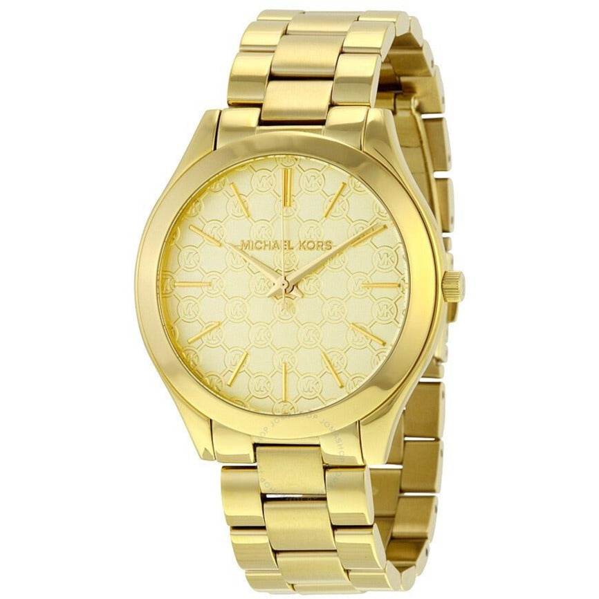 Michael Kors Ladies Slim Runway Gold Motif Watch MK3335