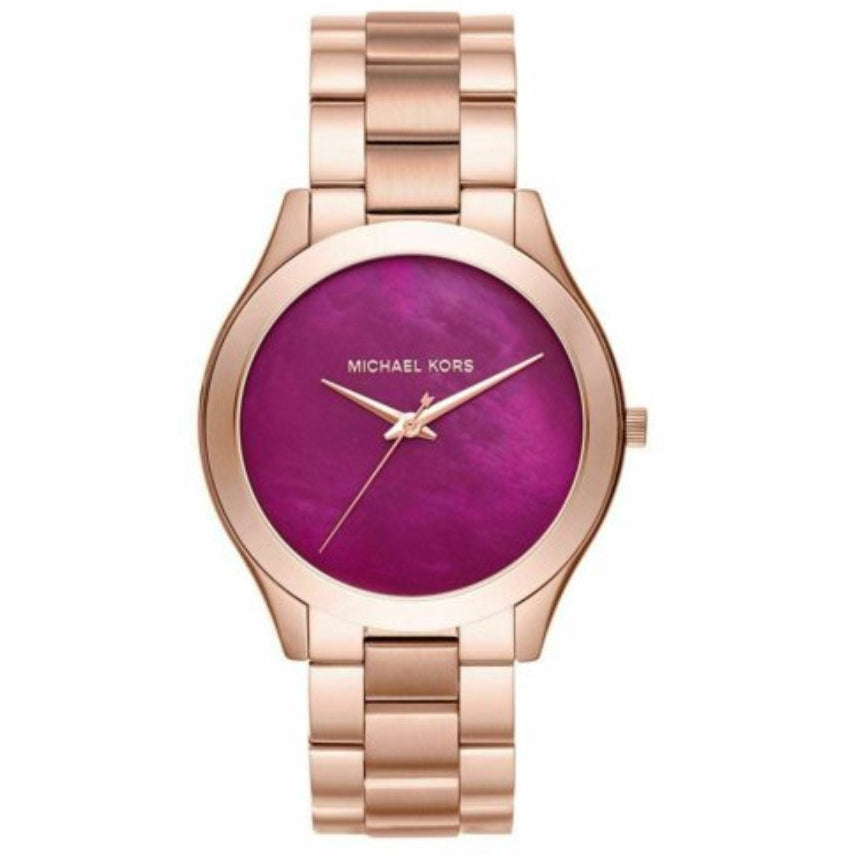 Michael Kors Ladies Slim Runway Rose Gold Plum Watch MK3550