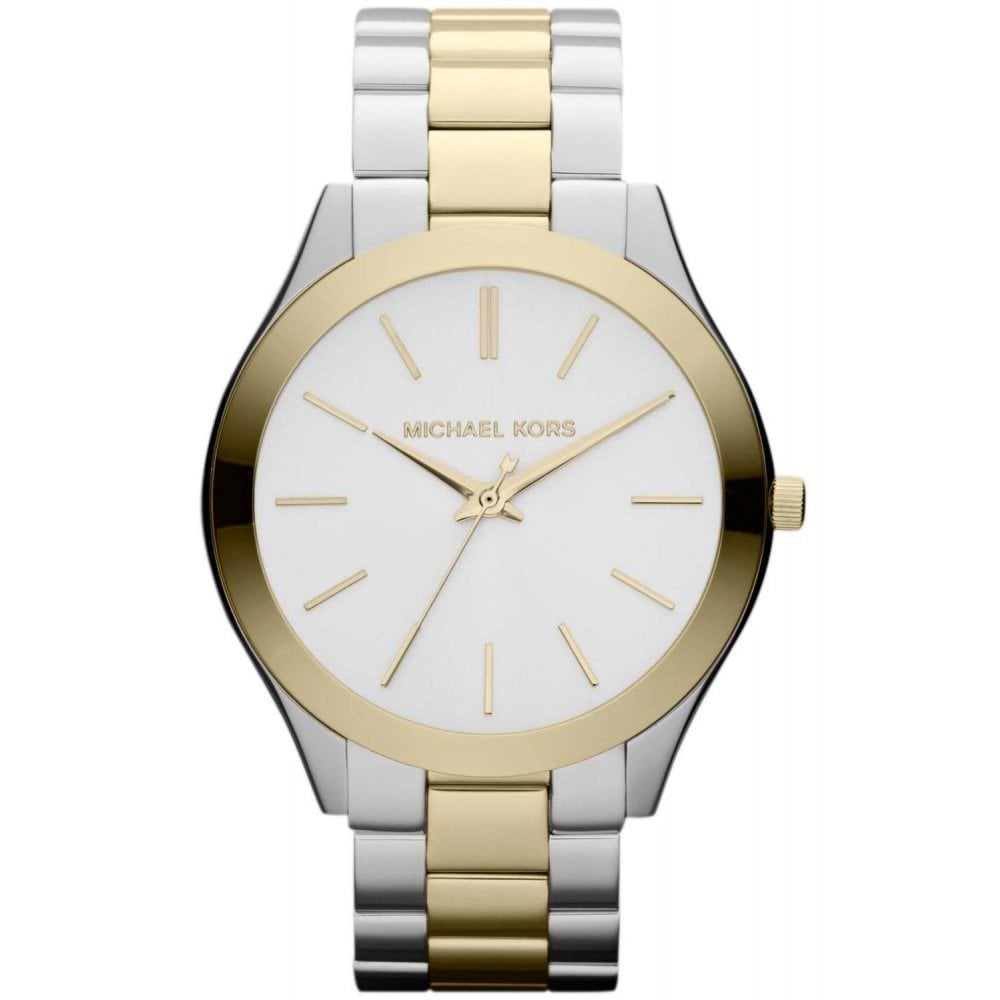 Michael Kors Ladies Slim Runway Two Tone Watch MK3198