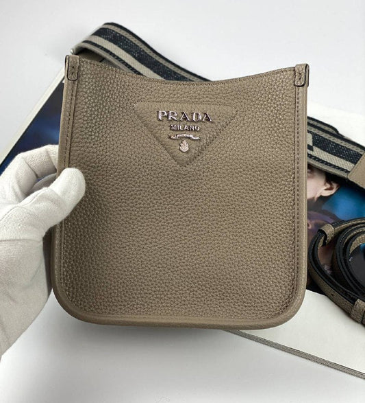 Prada Leather mini shoulder bag clay gray