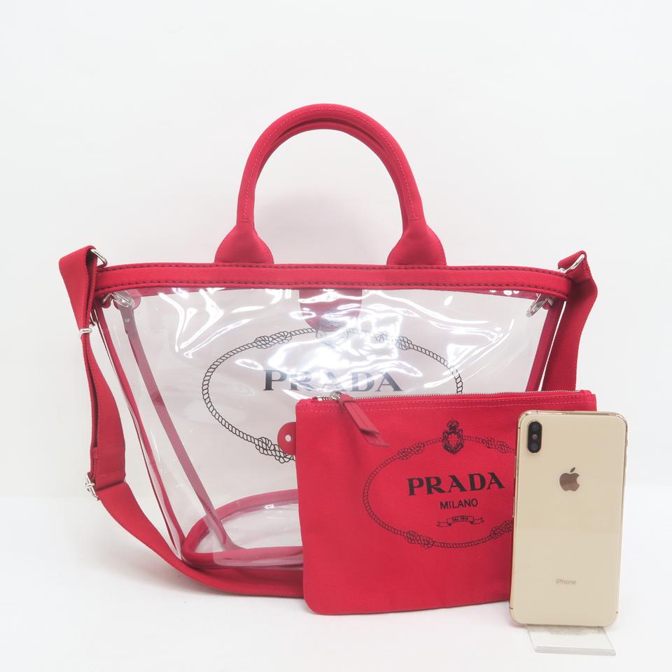 Prada 2018 Logo Tote Red Pvc Shoulder Bag