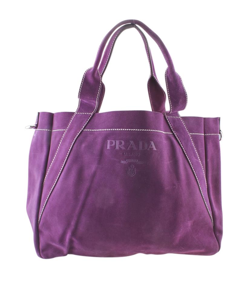 Prada B Purple Suede Tote