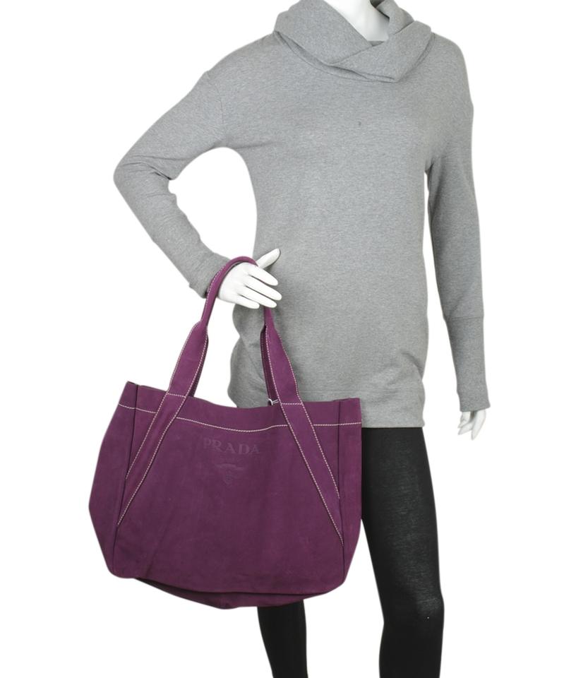 Prada B Purple Suede Tote