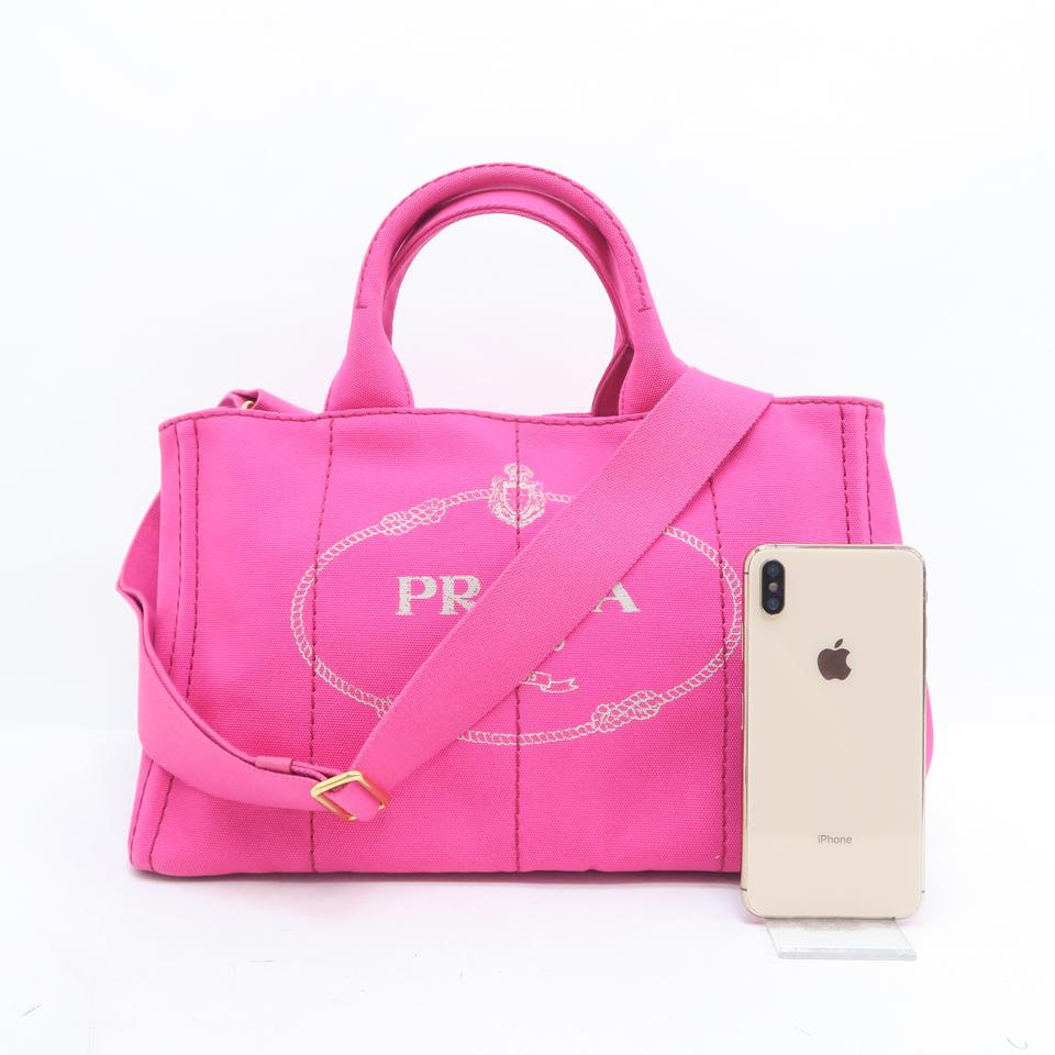 Prada Canapa Shopping Fuchsia Canvas Tote