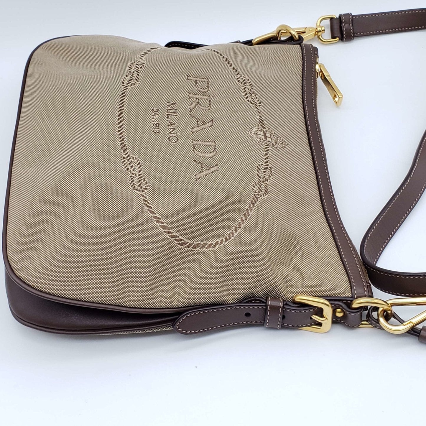 Prada Canvas and Leather Crossbody Bag