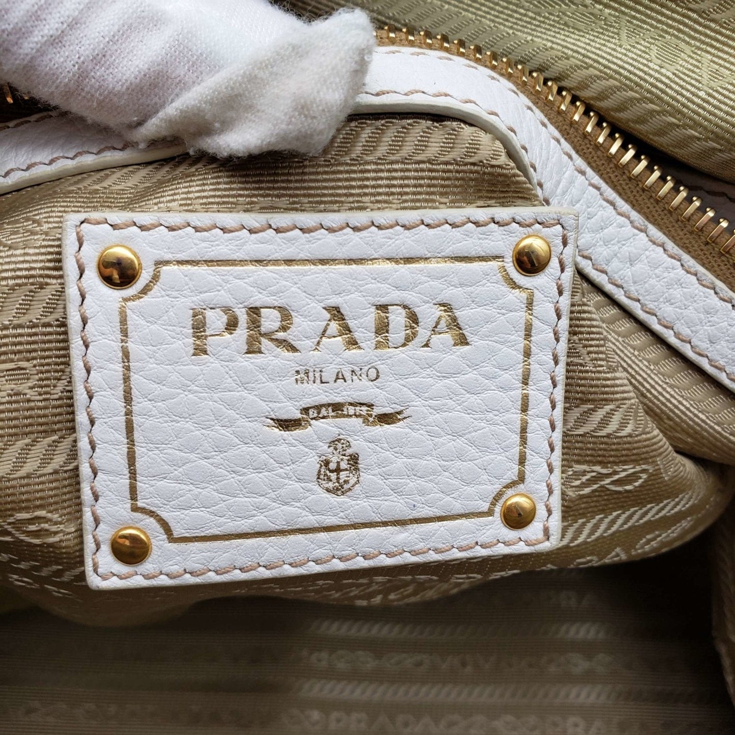 Prada  Jacquard Logo Shoulder Bag