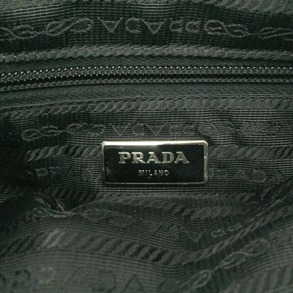 PRADA Logo Plate Black Nylon Shoulder Bag