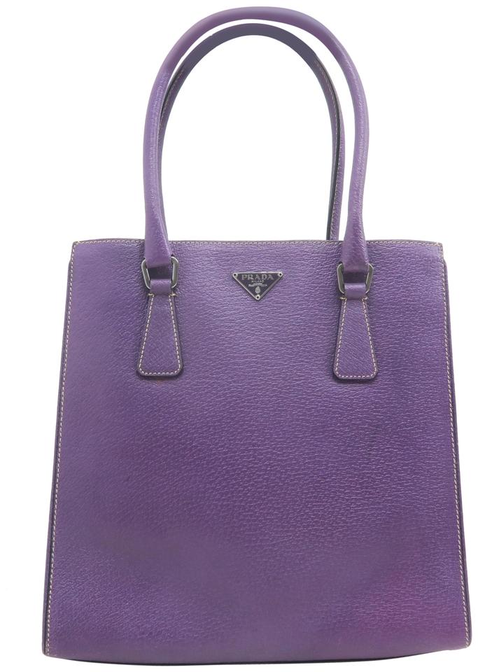 Prada Lux Saffiano Leather Purple Canvas Tote