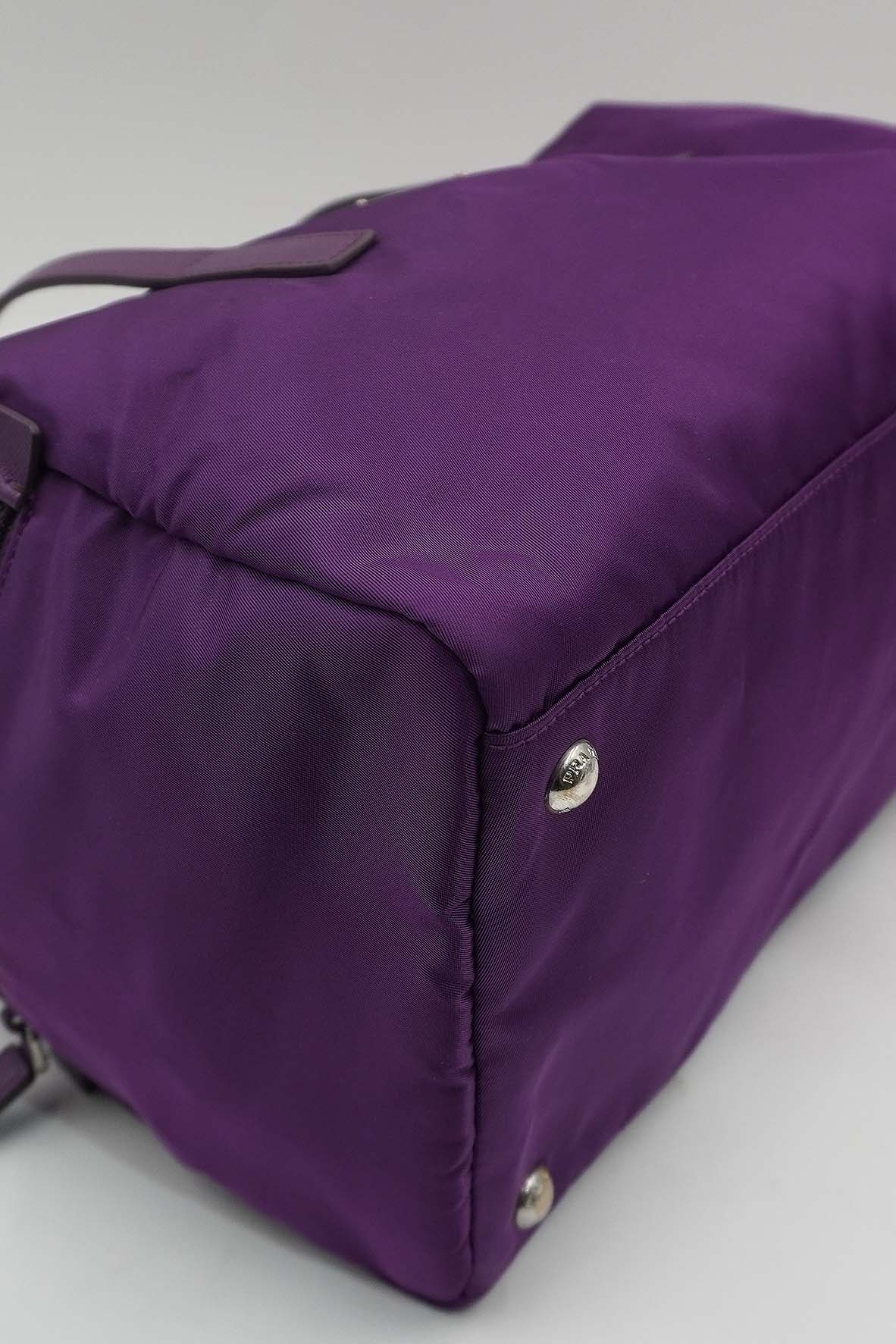 Prada Side Pocket Convertible Duffle Bag Tessuto Dark Purple