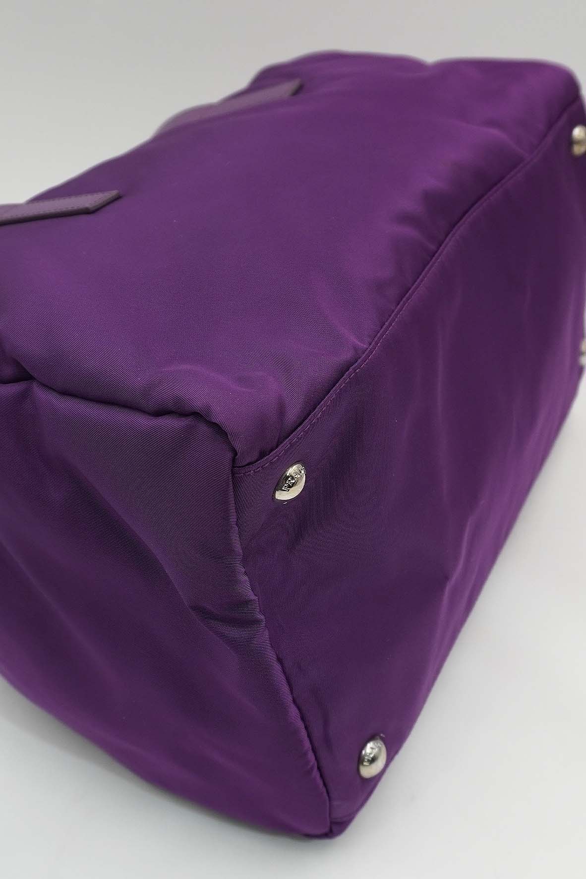 Prada Side Pocket Convertible Duffle Bag Tessuto Dark Purple