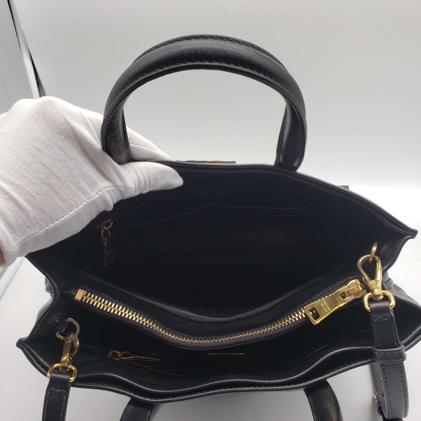 Prada Saffiano Triple Pocket Nero Black Shoulder Bag