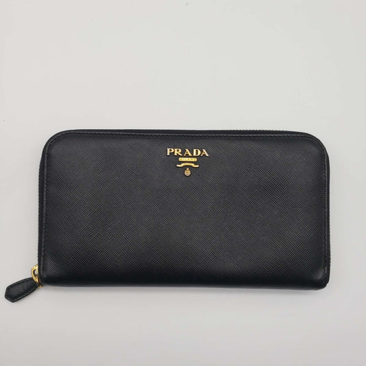 Prada Saffiano Zippy Black Wallet