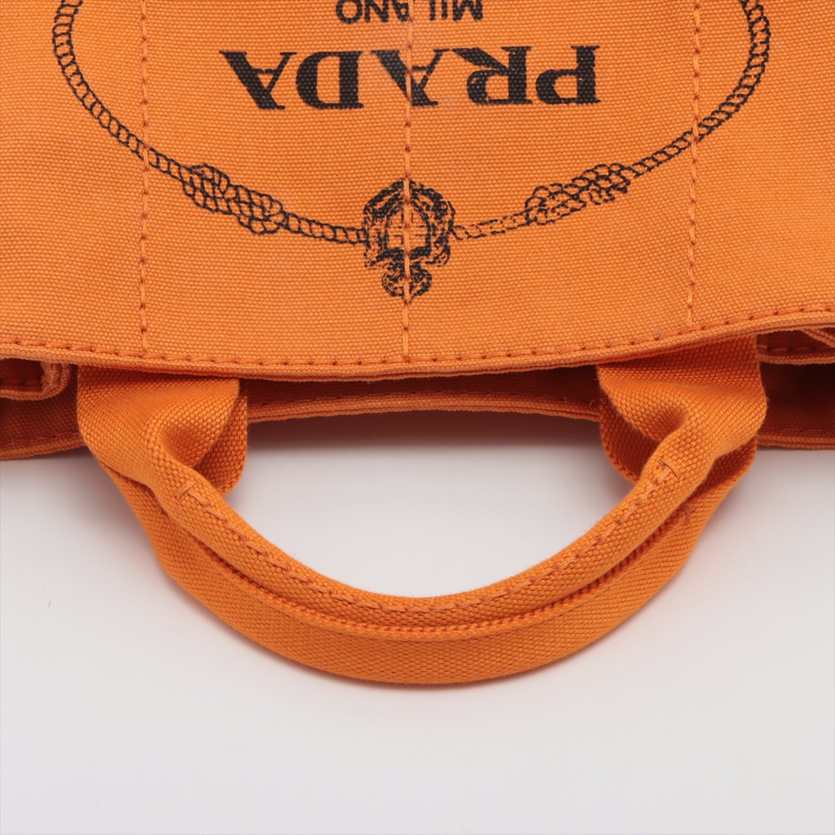 Prada Cotton Canvas Shopping Bag Orange Small