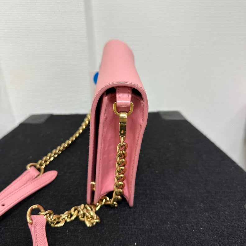 Prada Saffiano Vitello Move Leather Wallet On Chain,Pink