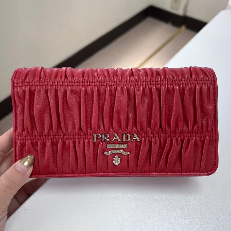 Prada Nappa Gaufre Crossbody Bag, Red, Leather